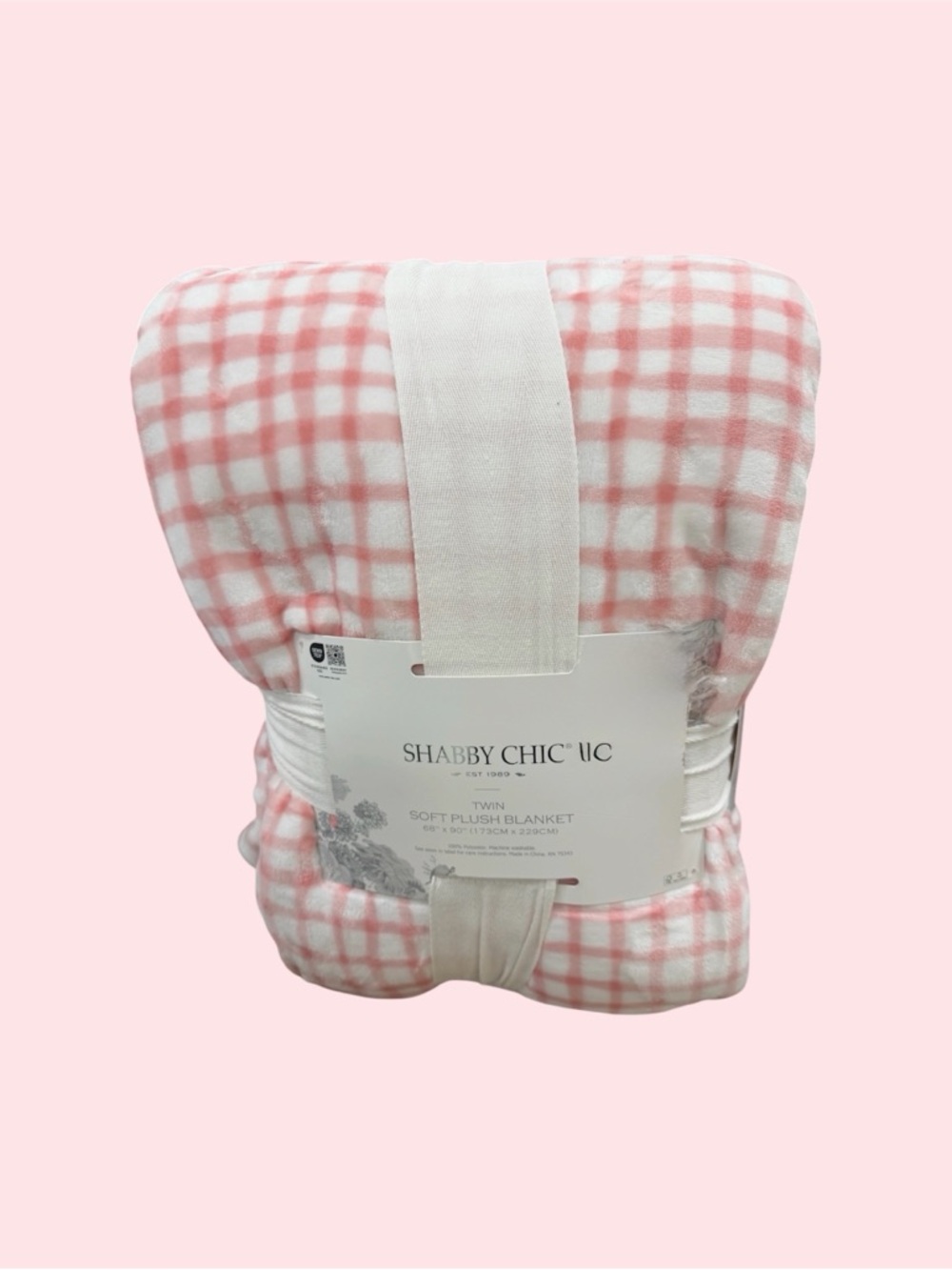Pink and White Gingham /Checkered Soft Plush Blanket ~ Twin